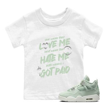 4s Abundance shirts to match jordans I Got Paid sneaker match tees Air Jordan 4 Seafoam match shoes to clothes SNRT Sneaker Tees Youth Baby White 1 tee