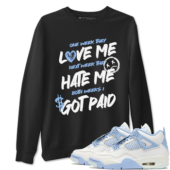 I Got Paid sneaker match t-shirt styled to complete your fit with the Air Jordan 4 Aluminum sneakers, shown in Black 1.