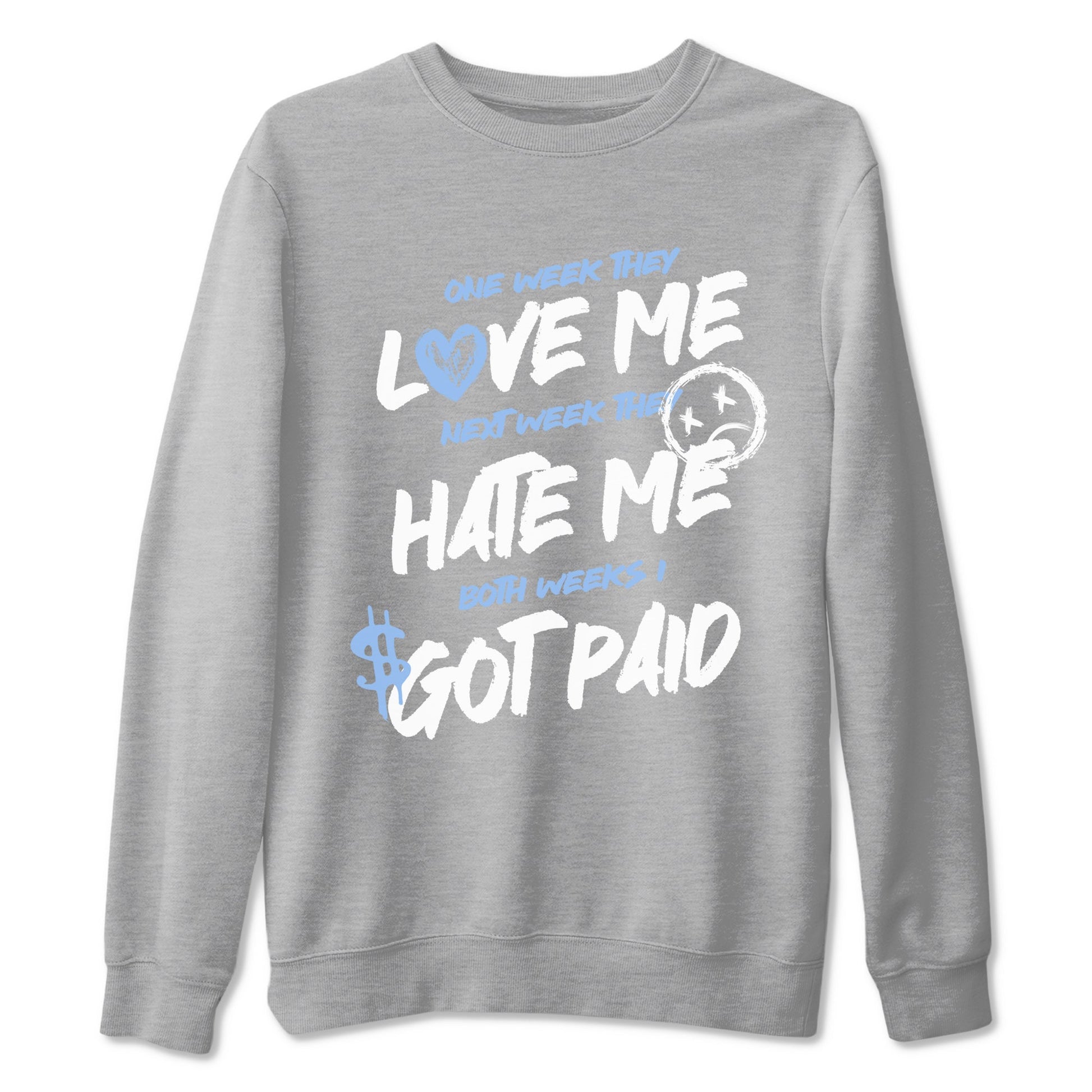 I Got Paid sneaker match t-shirt styled to complete your fit with the Air Jordan 4 Aluminum sneakers, shown in Heather Grey 2.