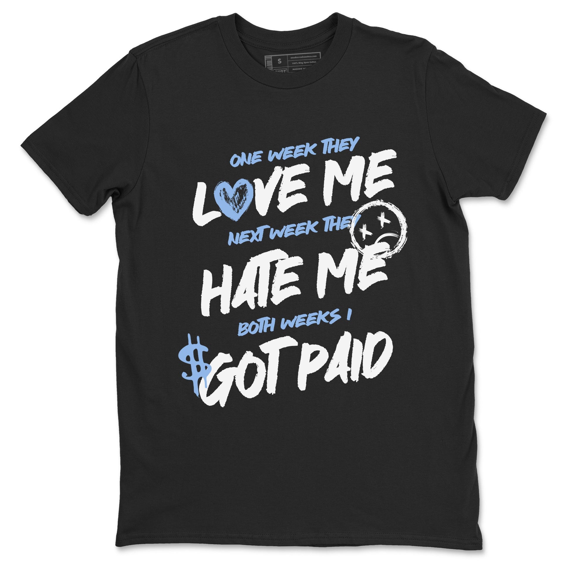 I Got Paid sneaker match t-shirt styled to complete your fit with the Air Jordan 4 Aluminum sneakers, shown in Black 2.