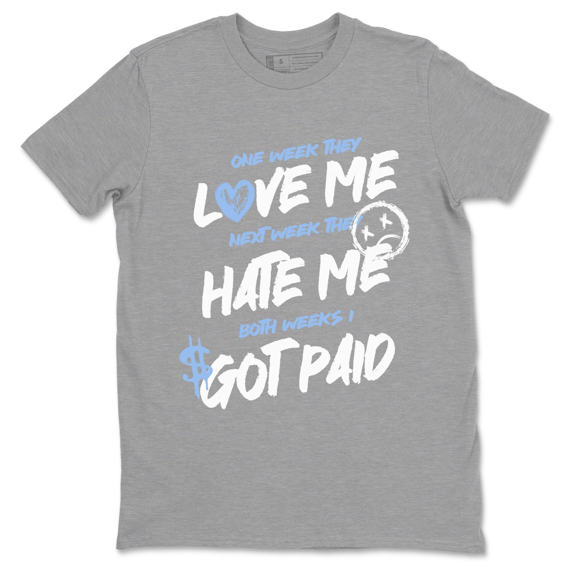 I Got Paid sneaker match t-shirt styled to complete your fit with the Air Jordan 4 Aluminum sneakers, shown in Heather Grey 2.