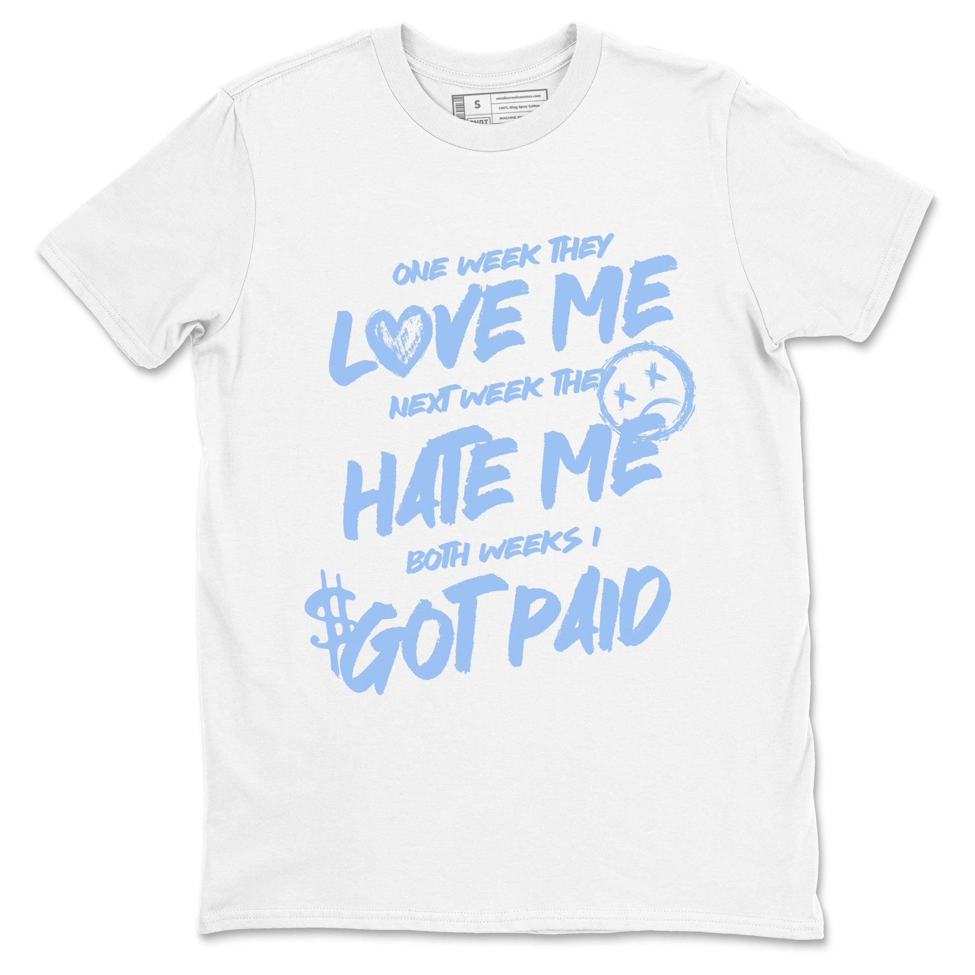 I Got Paid sneaker match t-shirt styled to complete your fit with the Air Jordan 4 Aluminum sneakers, shown in White 2.