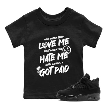Best Sneakerfit graphic tee – Sneaker Tees To Match Air Jordan 4 Retro Black Cat Sneakers – I Got Paid Kids T-Shirt Black 1