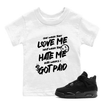 Best Sneakerfit graphic tee – Sneaker Tees To Match Air Jordan 4 Retro Black Cat Sneakers – I Got Paid Kids T-Shirt White 1