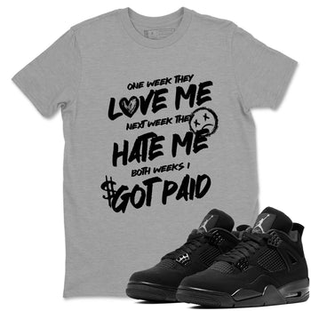 Best Sneakerfit graphic tee – Sneaker Tees To Match Air Jordan 4 Retro Black Cat Sneakers – I Got Paid Tee Heather Grey 1