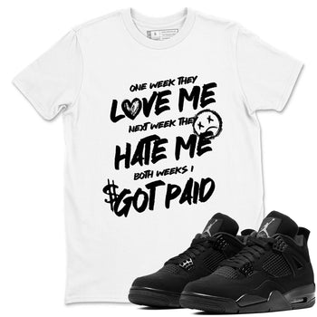 Best Sneakerfit graphic tee – Sneaker Tees To Match Air Jordan 4 Retro Black Cat Sneakers – I Got Paid Tee White 1