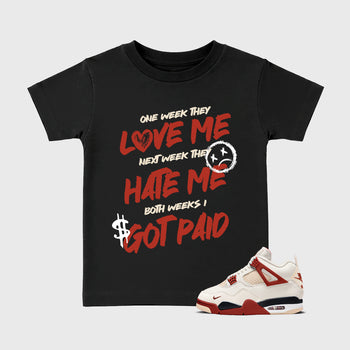 Sneaker match tees – Sneaker Tees To Match Air Jordan 4 Brick After Brick Shoes – I Got Paid Kids T-Shirt Black 1