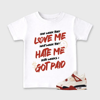 Sneaker match tees – Sneaker Tees To Match Air Jordan 4 Brick After Brick Shoes – I Got Paid Kids T-Shirt White 1