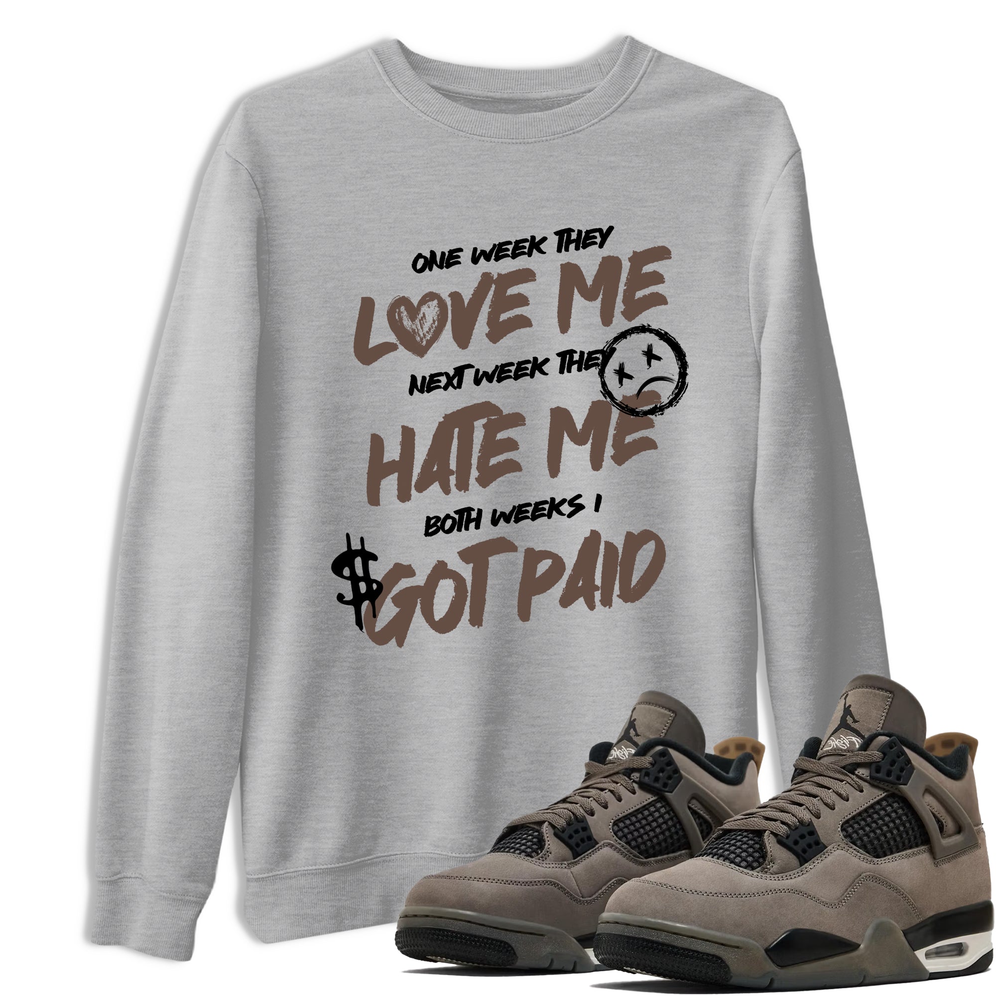 Sneaker match tees – Sneaker Tees To Match Air Jordan 4 Cave Stone Shoes – I Got Paid Tee Heather Grey 1