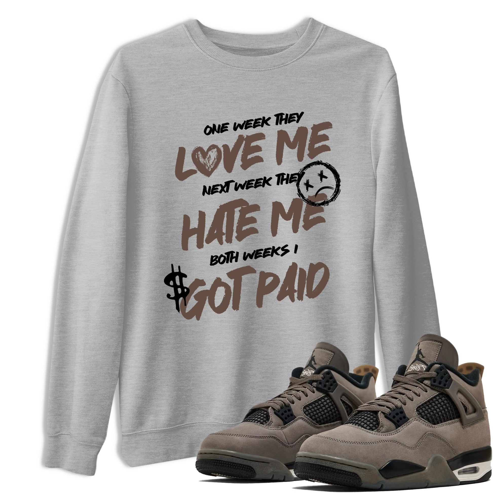 Sneaker match tees – Sneaker Tees To Match Air Jordan 4 Cave Stone Shoes – I Got Paid Tee Heather Grey 1