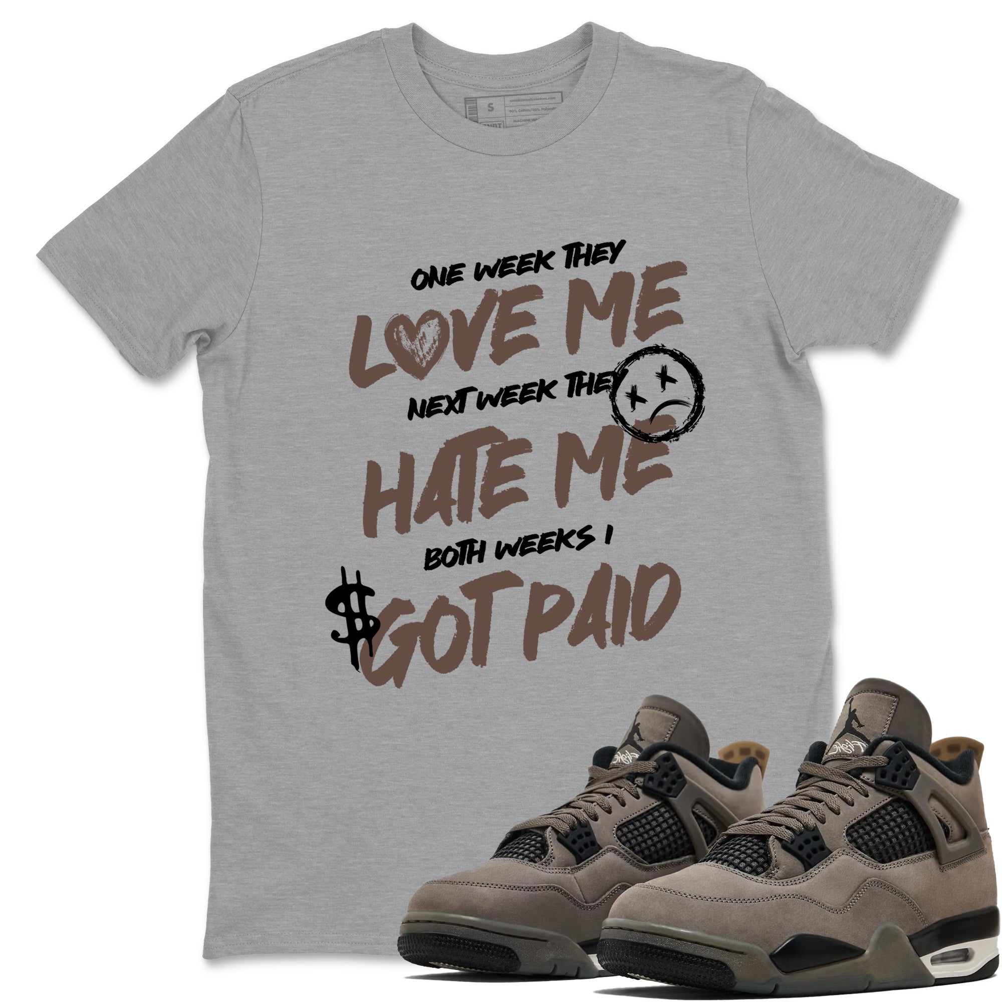 Sneaker match tees – Sneaker Tees To Match Air Jordan 4 Cave Stone Shoes – I Got Paid Tee Heather Grey 1
