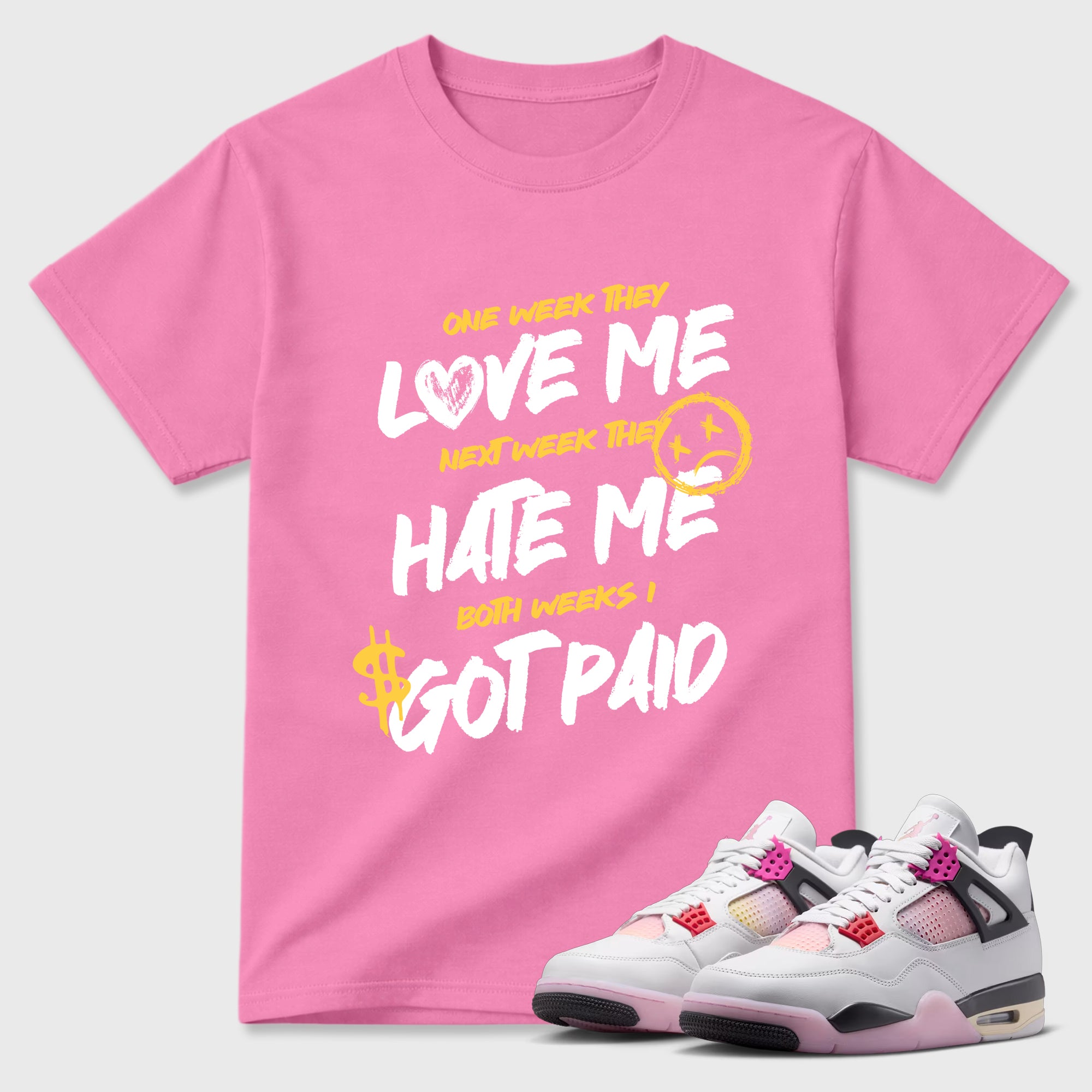 I Got Paid Graphic T-Shirt featuring original streetwear artwork designed to match the Air Jordan 4 Comic. Bubble Gum 1 Graphic T-Shirt.