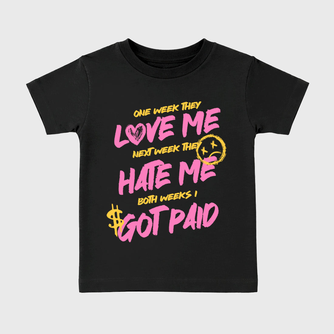 I Got Paid Baby & Kids Graphic T-Shirt featuring original artwork designed to match the Air Jordan 4 Comic. Black 2 Kids Graphic Tee.