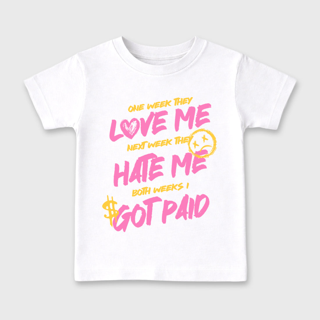 I Got Paid Baby & Kids Graphic T-Shirt featuring original artwork designed to match the Air Jordan 4 Comic. White 2 Kids Graphic Tee.