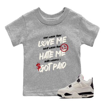 Sneaker match tees – Sneaker Tees To Match Air Jordan 4 Flight Club Shoes – I Got Paid Kids T-Shirt Heather Grey 1