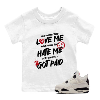 Sneaker match tees – Sneaker Tees To Match Air Jordan 4 Flight Club Shoes – I Got Paid Kids T-Shirt White 1