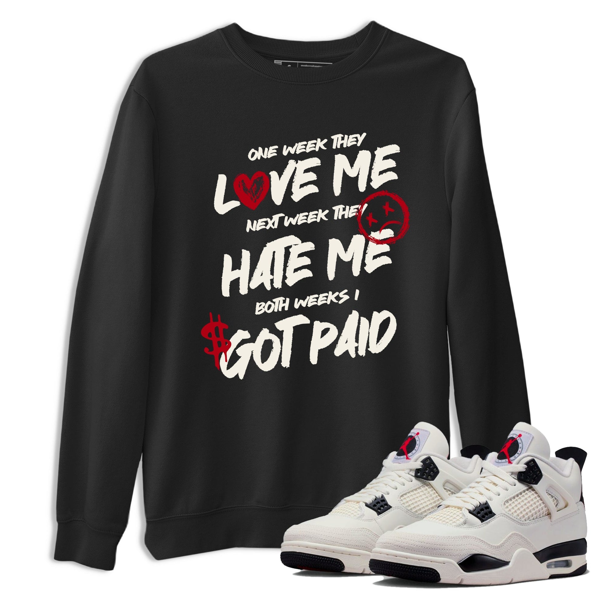 Sneaker match tees – Sneaker Tees To Match Air Jordan 4 Flight Club Shoes – I Got Paid Tee Black 1
