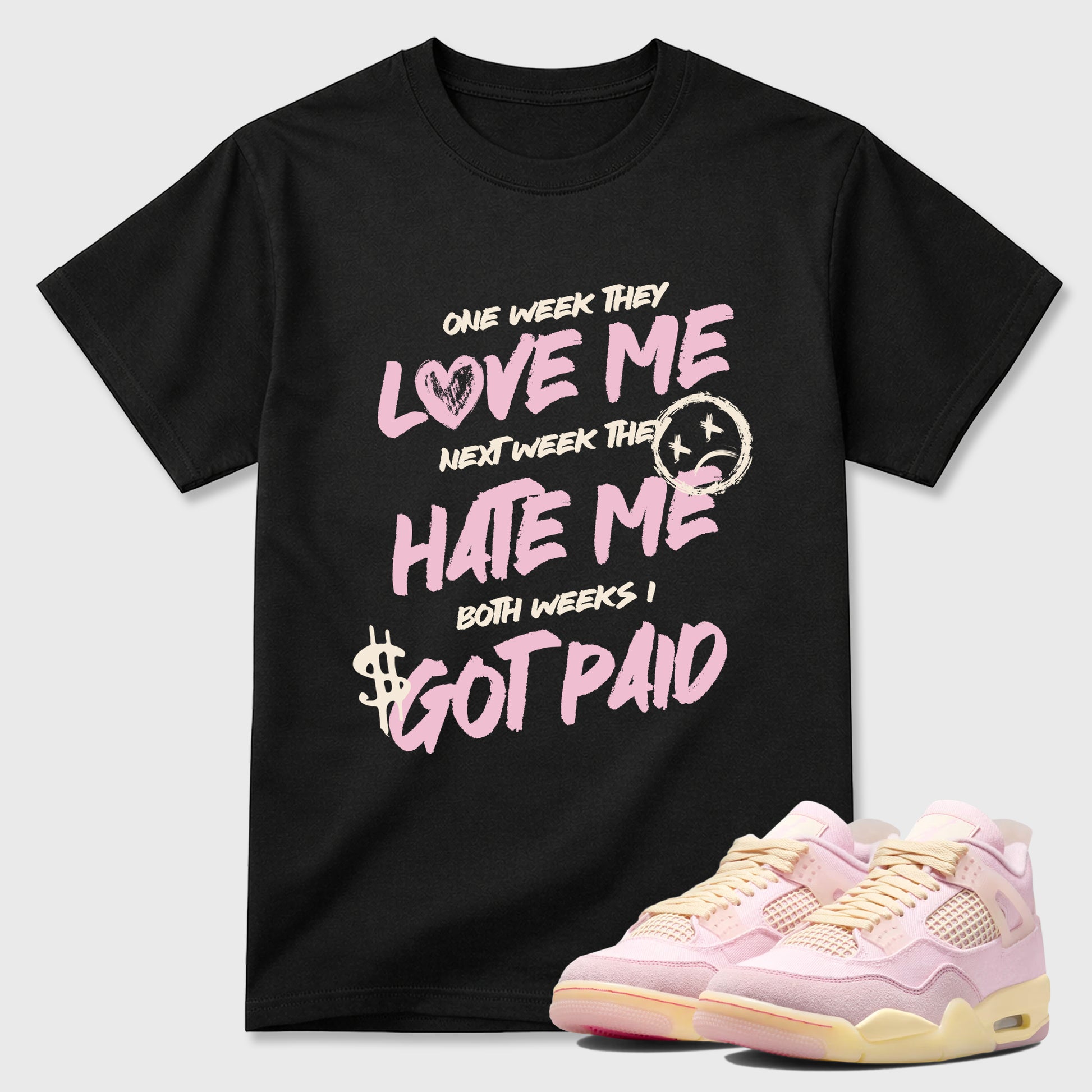 Sneaker match tees – Sneaker Tees To Match Air Jordan 4 Iced Carmine Shoes – I Got Paid Tee Black 1