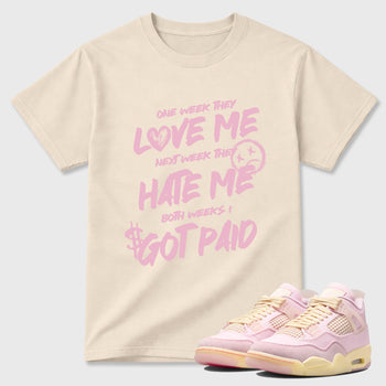 Sneaker match tees – Sneaker Tees To Match Air Jordan 4 Iced Carmine Shoes – I Got Paid Tee Natural 1