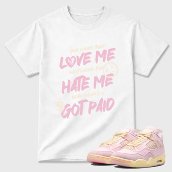 Sneaker match tees – Sneaker Tees To Match Air Jordan 4 Iced Carmine Shoes – I Got Paid Tee White 1