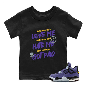 Sneaker match tees – Sneaker Tees To Match Air Jordan 4 Lakeshow Shoes – I Got Paid Kids T-Shirt Black 1