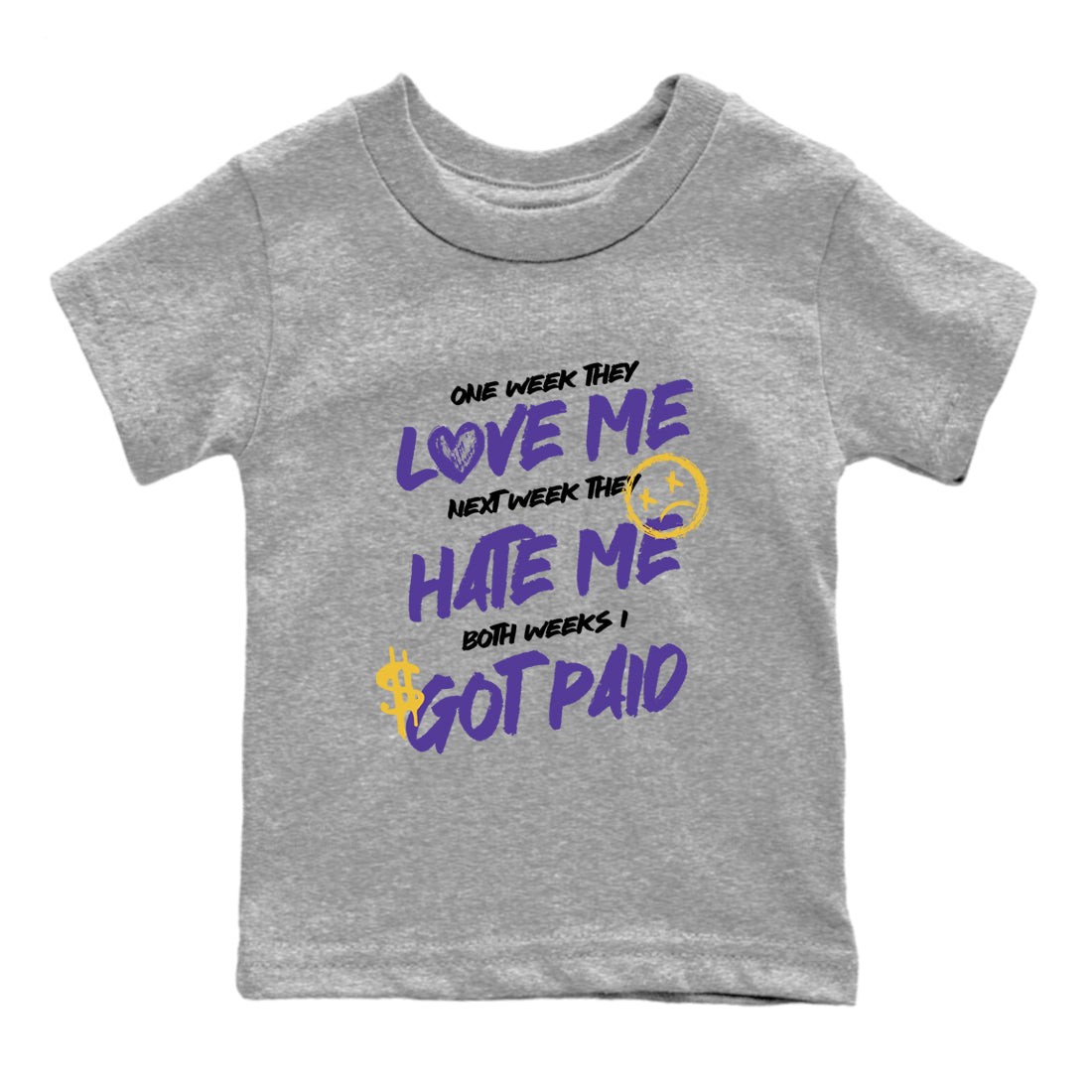 Sneaker match tees – Sneaker Tees To Match Air Jordan 4 Lakeshow Shoes – I Got Paid Kids T-Shirt Heather Grey 2