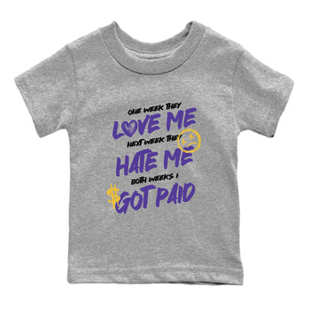 Sneaker match tees – Sneaker Tees To Match Air Jordan 4 Lakeshow Shoes – I Got Paid Kids T-Shirt Heather Grey 2