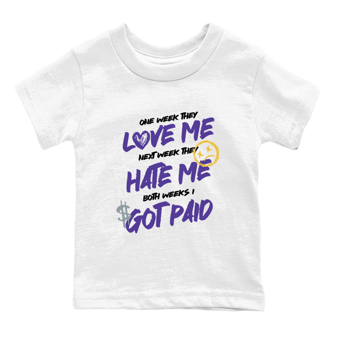 Sneaker match tees – Sneaker Tees To Match Air Jordan 4 Lakeshow Shoes – I Got Paid Kids T-Shirt White 2