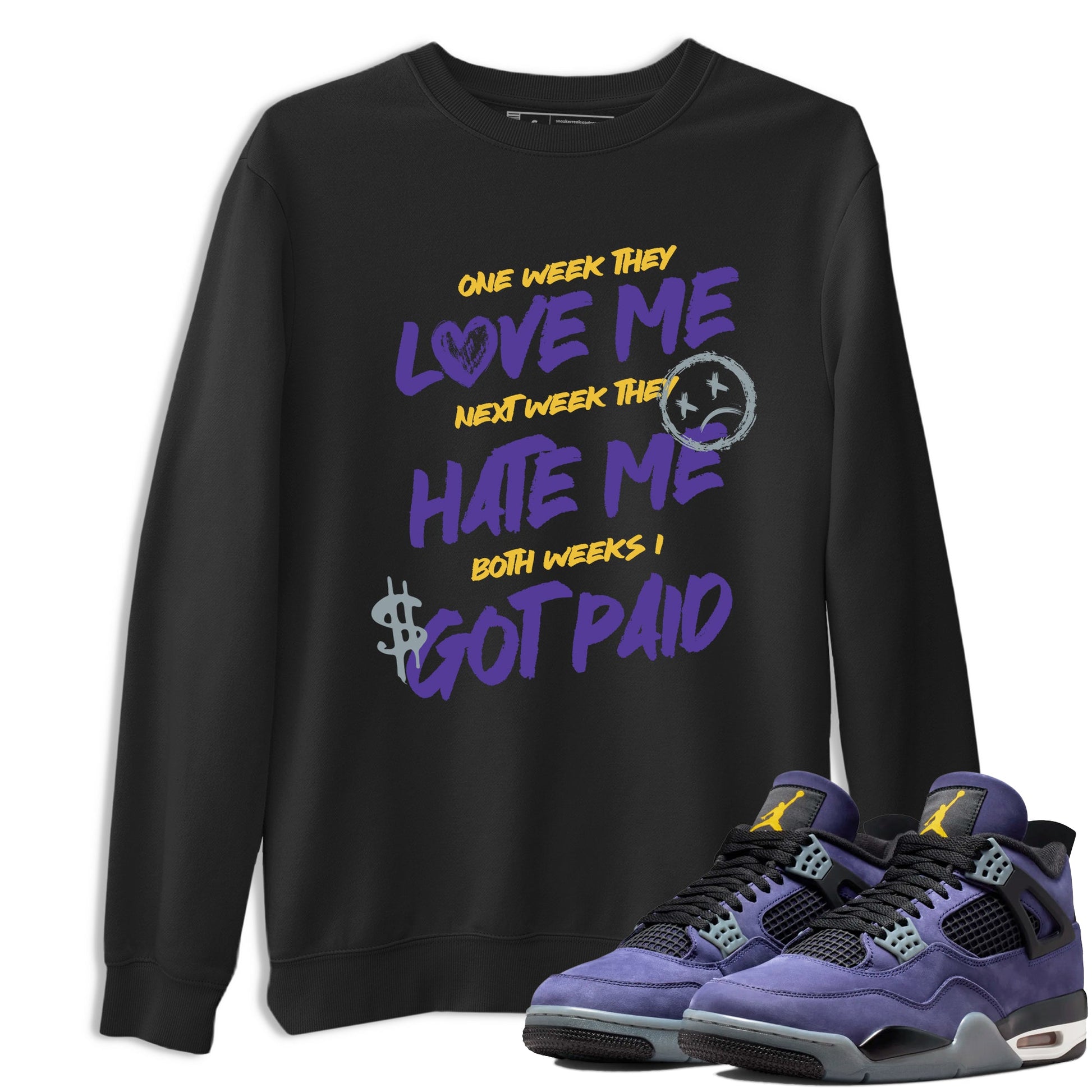 Sneaker match tees – Sneaker Tees To Match Air Jordan 4 Lakeshow Shoes – I Got Paid Tee Black 1