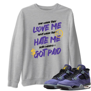Sneaker match tees – Sneaker Tees To Match Air Jordan 4 Lakeshow Shoes – I Got Paid Tee Heather Grey 1