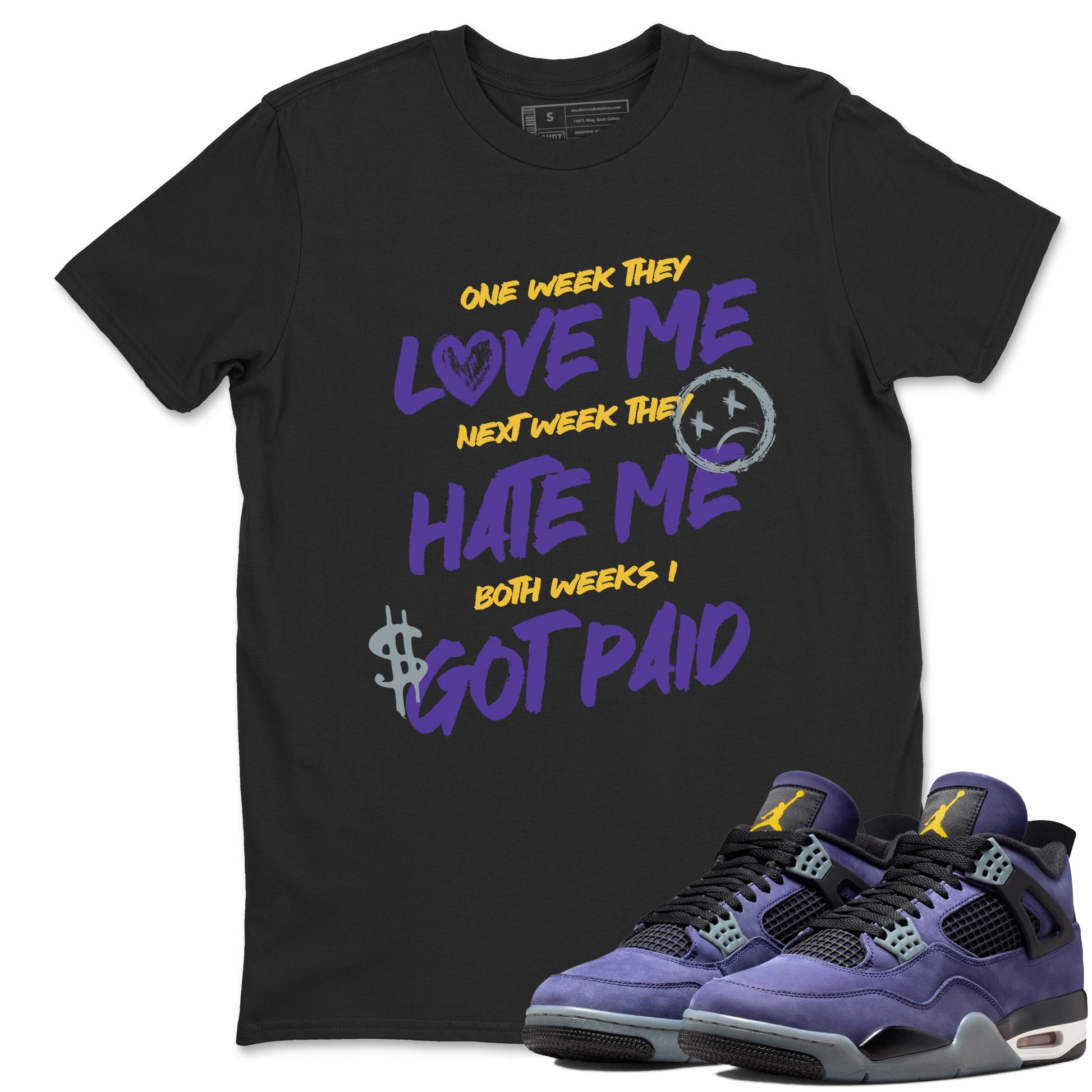 Sneaker match tees – Sneaker Tees To Match Air Jordan 4 Lakeshow Shoes – I Got Paid Tee Black 1