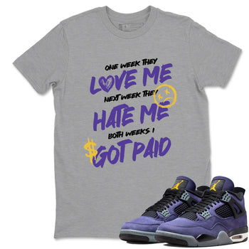 Sneaker match tees – Sneaker Tees To Match Air Jordan 4 Lakeshow Shoes – I Got Paid Tee Heather Grey 1