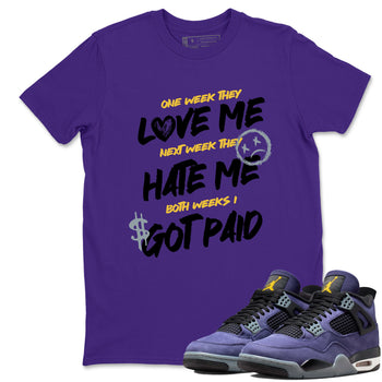 Sneaker match tees – Sneaker Tees To Match Air Jordan 4 Lakeshow Shoes – I Got Paid Tee Purple 1