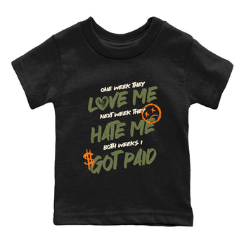 Sneaker match tees – Sneaker Tees To Match Undefeated inspired colorways Air Jordan 4 OG Olive Shoes  – I Got Paid Kids T-Shirt Black 2
