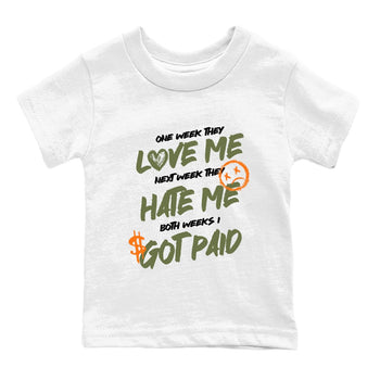 Sneaker match tees – Sneaker Tees To Match Undefeated inspired colorways Air Jordan 4 OG Olive Shoes  – I Got Paid Kids T-Shirt White 2