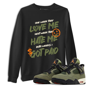 Sneaker match tees – Sneaker Tees To Match Undefeated inspired colorways Air Jordan 4 OG Olive Shoes  – I Got Paid Tee Black 1