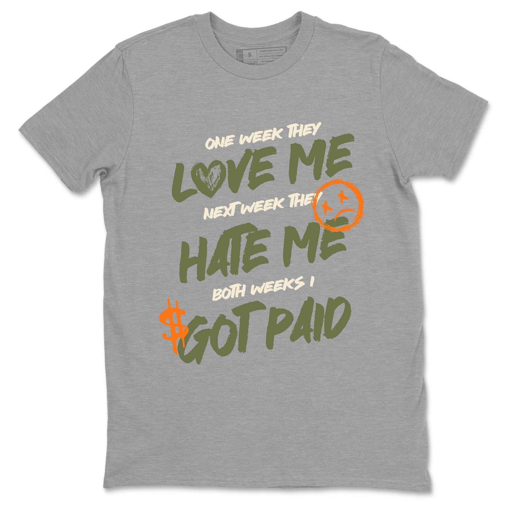 Sneaker match tees – Sneaker Tees To Match Undefeated inspired colorways Air Jordan 4 OG Olive Shoes  – I Got Paid Tee Heather Grey 2