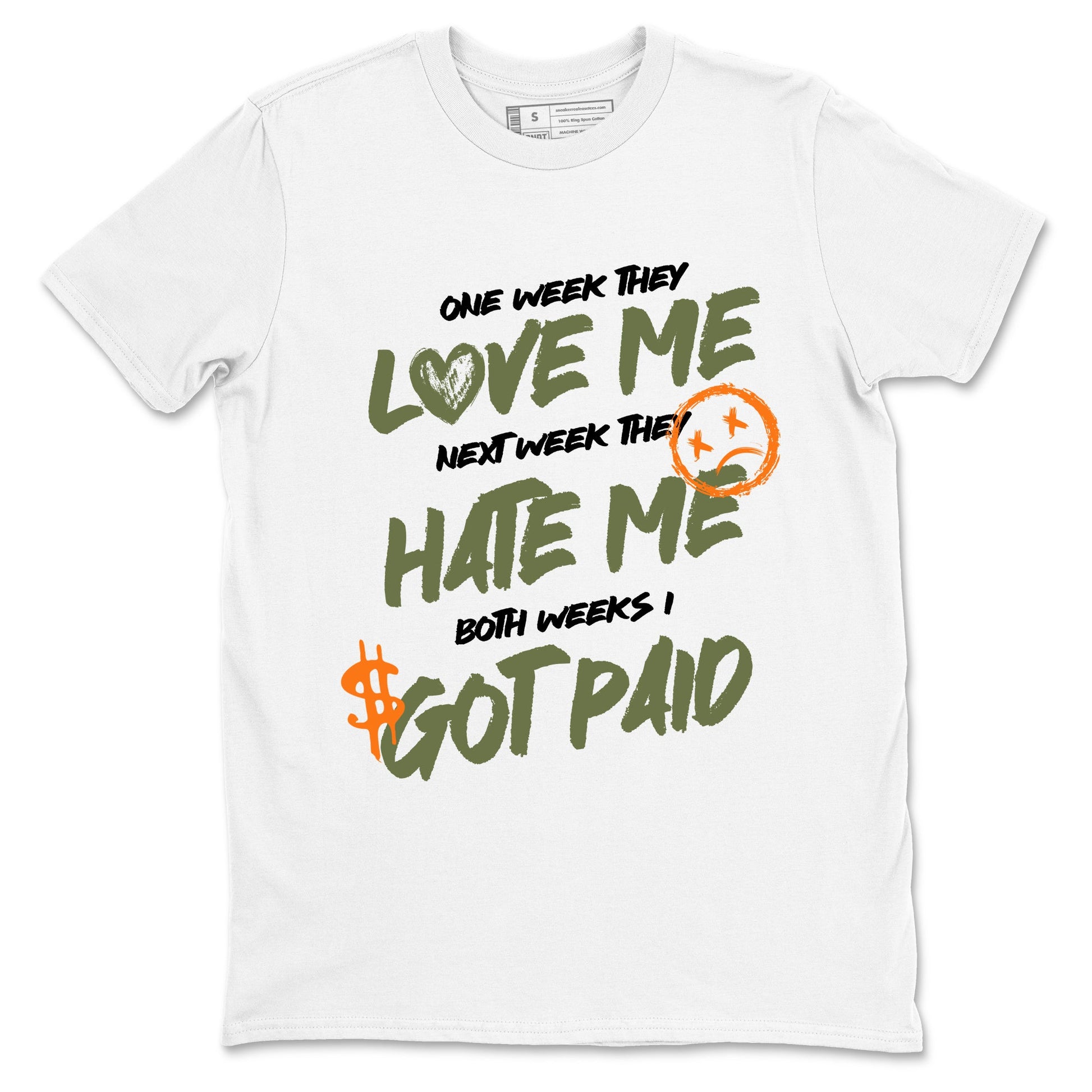 Sneaker match tees – Sneaker Tees To Match Undefeated inspired colorways Air Jordan 4 OG Olive Shoes  – I Got Paid Tee White 2