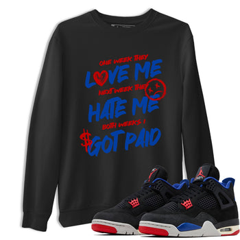 I Got Paid sneaker match t-shirt styled to complete your fit with the Air Jordan 4 Rare Air sneakers, shown in Black 1.