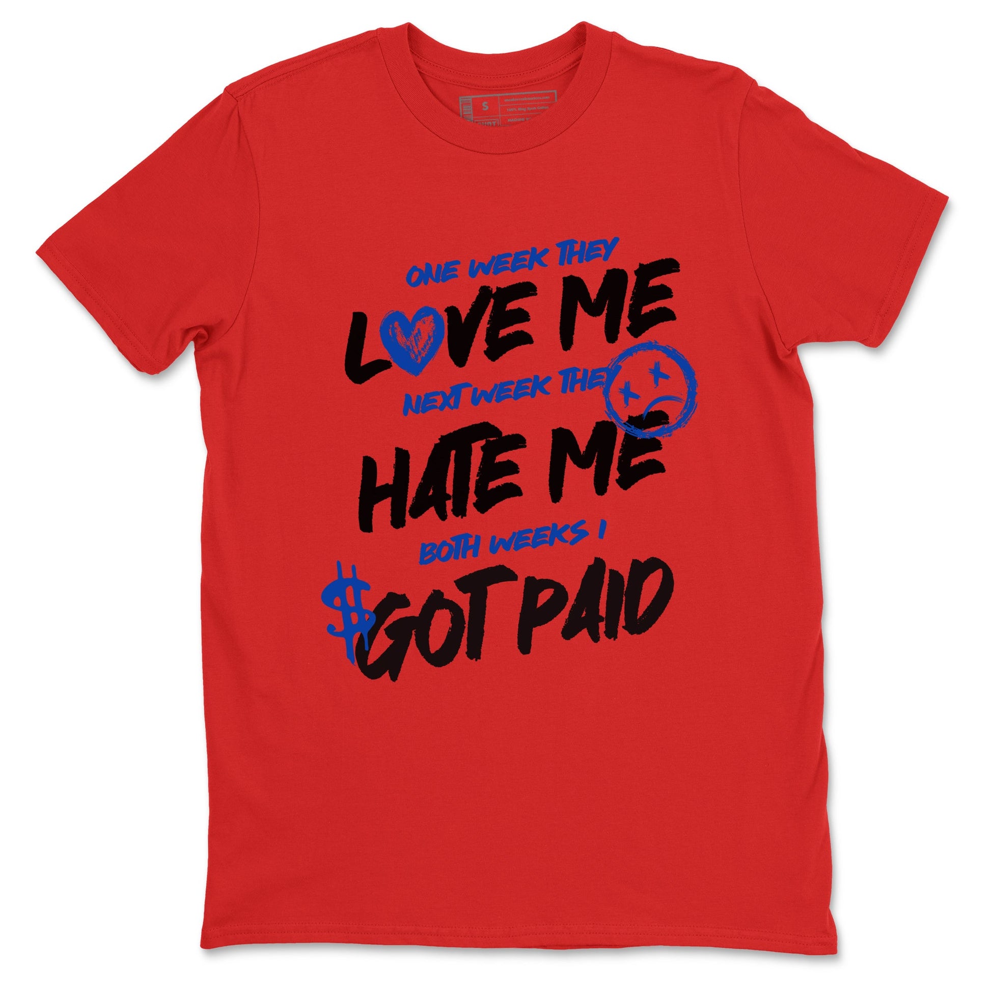 I Got Paid sneaker match t-shirt styled to complete your fit with the Air Jordan 4 Rare Air sneakers, shown in Red 2.