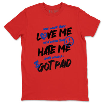 I Got Paid sneaker match t-shirt styled to complete your fit with the Air Jordan 4 Rare Air sneakers, shown in Red 2.