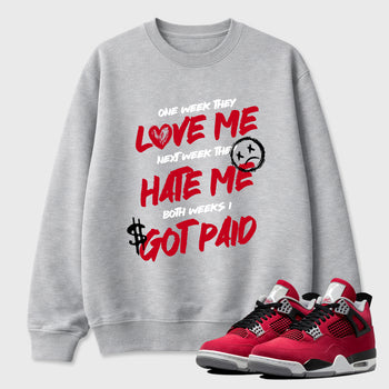 I Got Paid Graphic T-Shirt sneaker match tee designed for the Air Jordan 4 Toro Bravo, featuring coordinated color options for a perfect streetwear match. Heather Grey 1 shirt.