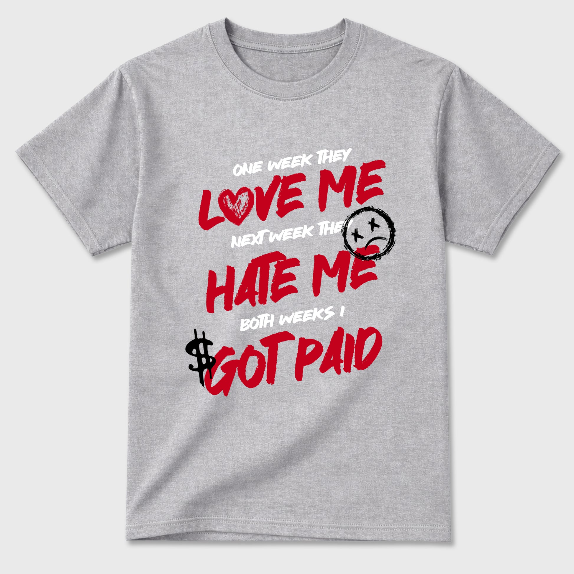 I Got Paid Graphic T-Shirt sneaker match tee designed for the Air Jordan 4 Toro Bravo, featuring coordinated color options for a perfect streetwear match. Heather Grey 2 shirt.