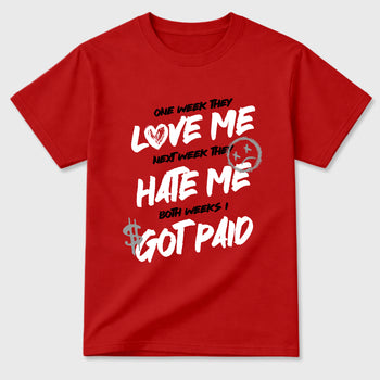 I Got Paid Graphic T-Shirt sneaker match tee designed for the Air Jordan 4 Toro Bravo, featuring coordinated color options for a perfect streetwear match. Red 2 shirt.