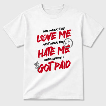 I Got Paid Graphic T-Shirt sneaker match tee designed for the Air Jordan 4 Toro Bravo, featuring coordinated color options for a perfect streetwear match. White 2 shirt.