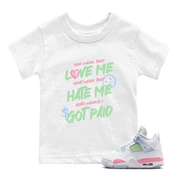 Best Sneakerfits graphic tee – Perfect Valentine's Day outfits to match Air Jordan 4 Valentines Day Kids – I Got Paid Kids T-Shirt White 1