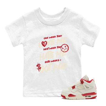 Sneaker match tees – Sneaker Tees To Match Air Jordan 4 Valentines Day Shoes – I Got Paid Kids T-Shirt White 1