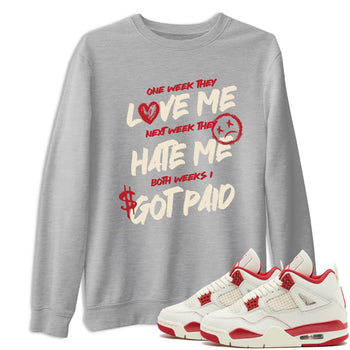 Sneaker match tees – Sneaker Tees To Match Air Jordan 4 Valentines Day Shoes – I Got Paid Tee Heather Grey 1