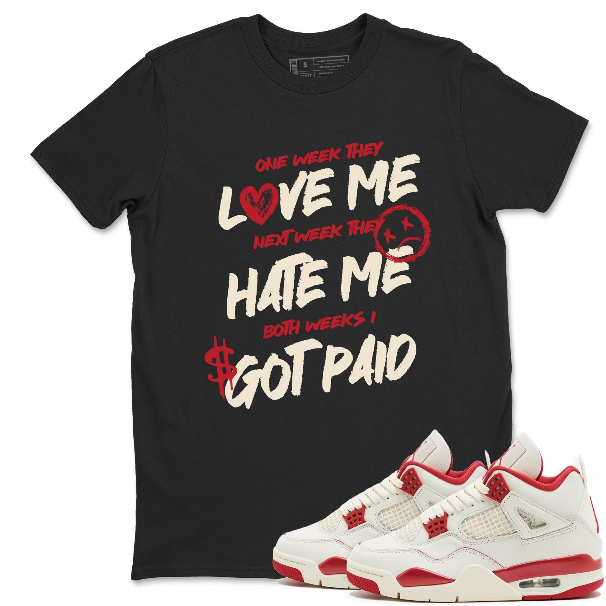 Sneaker match tees – Sneaker Tees To Match Air Jordan 4 Valentines Day Shoes – I Got Paid Tee Black 1