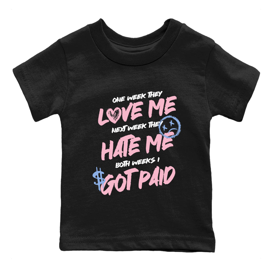 Sneaker match tees – Sneaker Tees To Match Air Jordan 5 Medium Soft Pink Shoes – I Got Paid Kids T-Shirt Black 2